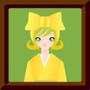 ボーカロイドキャラクターの黄色い着物姿の女の子のイラスト
